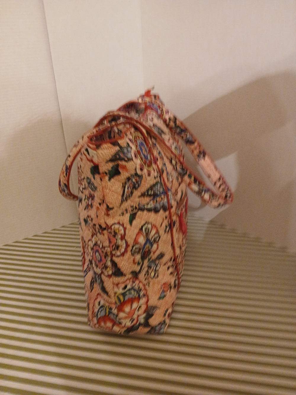 Floral Quilted Tote Bag in Peach Pink - Picture 14 of 15
